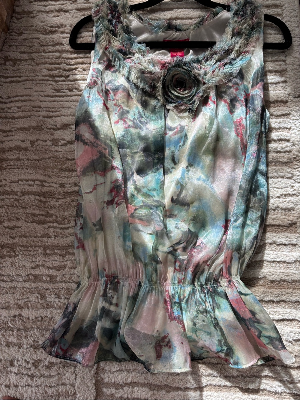 Sunny Leigh Pastel Multicolor Watercolor Floral Sleeveless Blouse